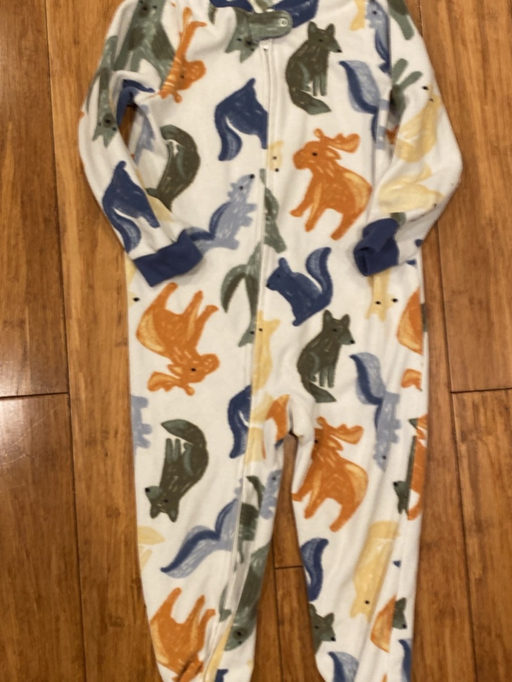 Carter's Navy-Trim Fleece Animal Print One-Piece